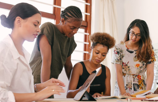 Four womans working